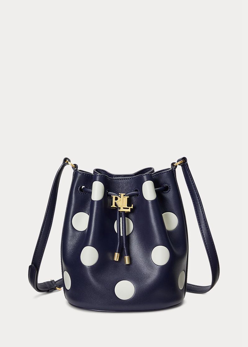 Bolso Lauren Mujer Polka-Dot Medium Andie Drawstring Chile Azul Marino HNGUE-7934